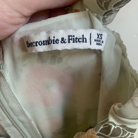 Abercrombie & Fitch Midi Floral Dress Green Pink XS - Picture 6 of 7